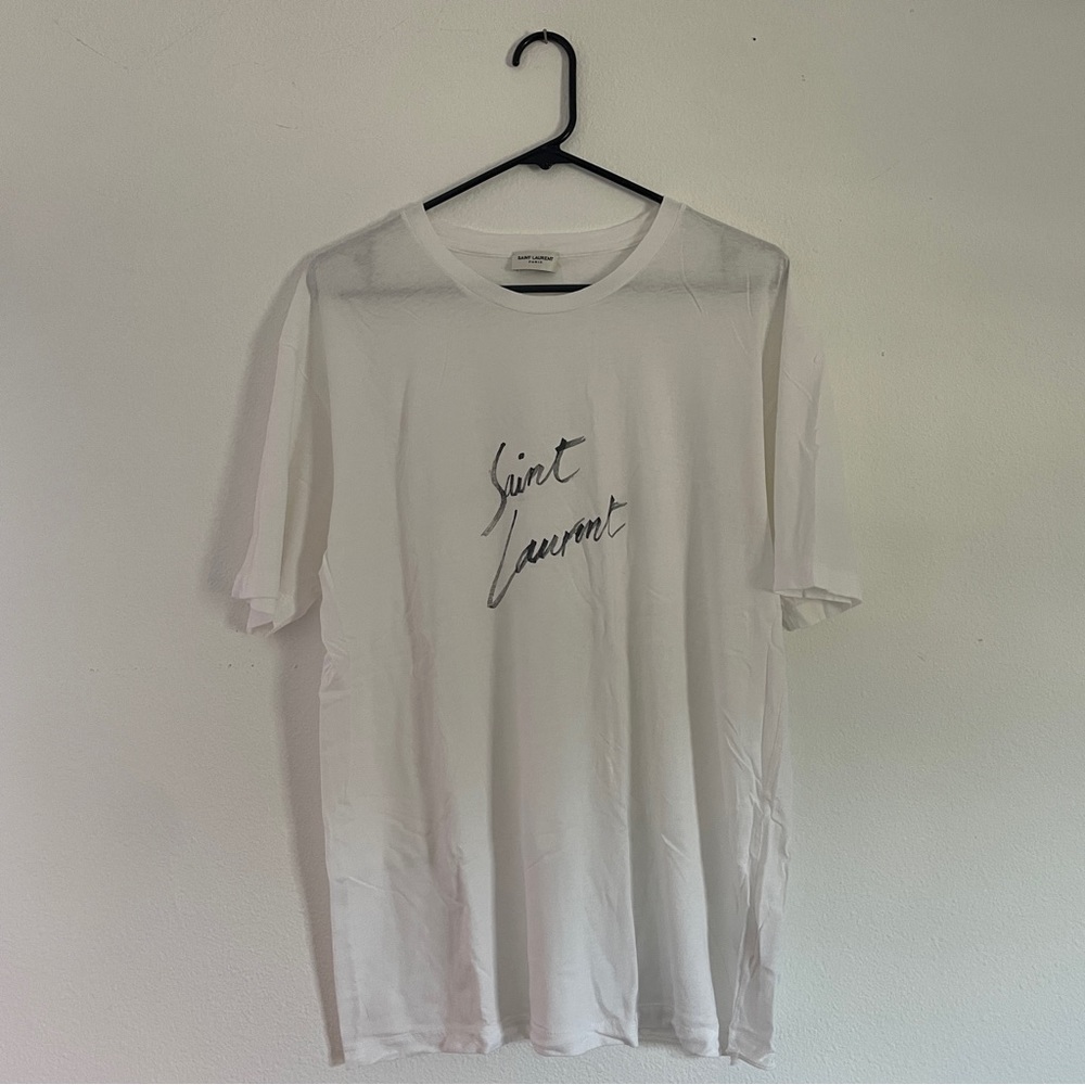 saint laurent script logo t-shirt in white